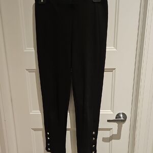 Black Ankle Pants with Button Detail